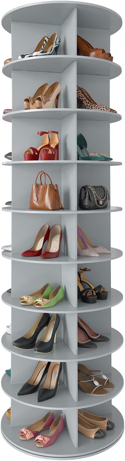 SpaceAid 9 Tier Rotating Shoe Rack Tower, Spinning Shoe Display Lazy Susan