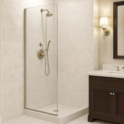 Fixed Glass Shower Wall Panel, 10mm Thick Glass Door 30" x 76", Frameless