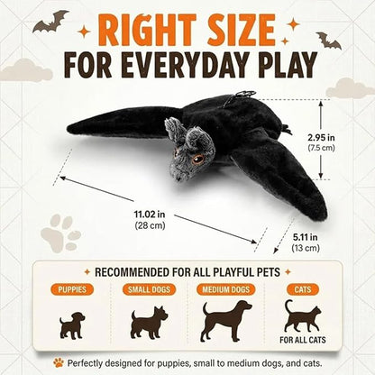 Flying Bat Dog Toy, Flapping Wings Interactive Chirping Pet Teaser, Remote Control Rechargeable Halloween Bat Toy with Catnip Filling, Electric Simulation Flying Motion Toy for Cats Dogs，1pc