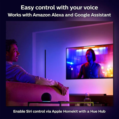 Philips Hue Signe Smart Color Changing Floor Lamp, Black, White and Color Ambiance, Pack of 1, Control with Hue App, LED Floor Lamp Compatible with Alexa, Google Assistant, and Apple Homekit