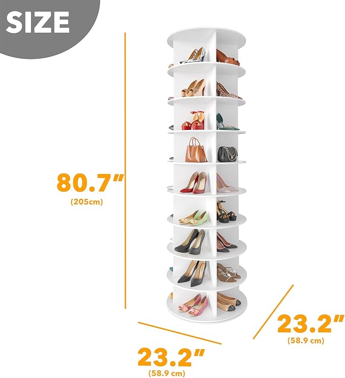 SpaceAid 9 Tier Rotating Shoe Rack Tower, Spinning Shoe Display Lazy Susan