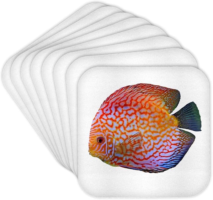 3dRose King of The Aquarium Discus Fish Image Wildlife Set of 8 Coasters - Cork