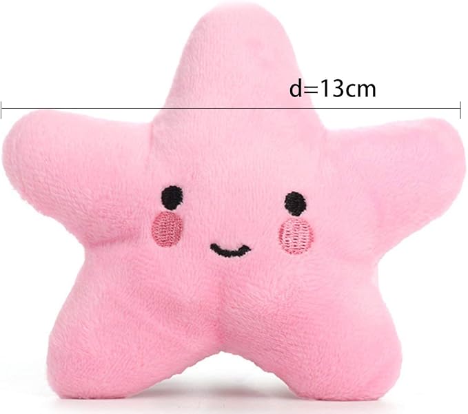 Pet Bite Squeaky Toys Smile Star Cute Stuffed Toys for Dogs Puppy Biting BB Sound Chew Squeaker Cloud Shape Plush Toy for Cats & Small Animals Exercise Entertainment,3 Pack (Star)