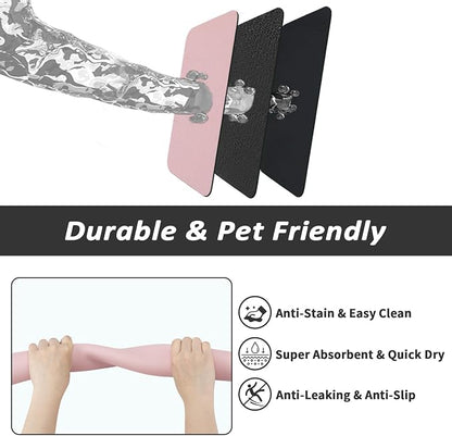 HotLive Dog Food Mat - Absorbent Cat Mat for Food and Water, No Stains Pet Feeding Bowl Mat, Easy to Clean Pet Placemats, Quick Dry Dog Water Dispenser Mat for Messy Drinkers | Pink 16"x 24"