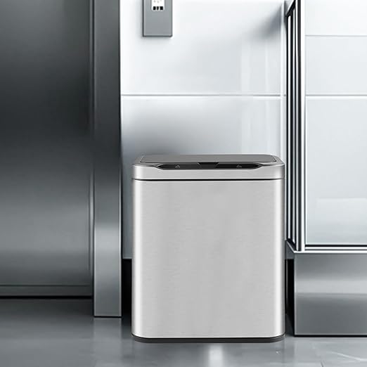 ELPHECO Stainless Steel Office Trash Can Motion Sensor Garbage Can Touchless