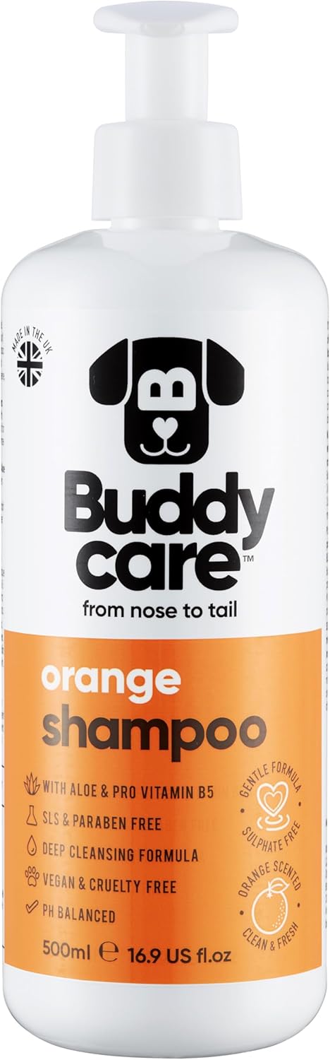 Orange Dog Shampoo by Buddycare | Deep Cleansing Shampoo for Dogs | Orange Scented | with Aloe Vera and Pro Vitamin B5 (16.9oz)
