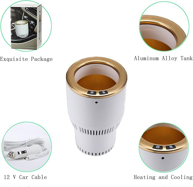 Car Cup Holder with Drink Cooler Smart Mug Warmer 2-in-1 Car Tumbler Holder
