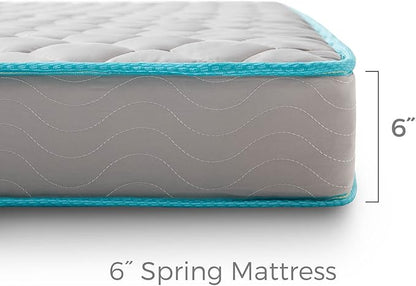 Linenspa 6 Inch Mattress - Firm Feel - Bonnell Spring with Foam Layer - Mattress in a Box - Youth or Kids Bed - Guest Bedroom - Durable and Breathable Support - Affordable - Queen Size