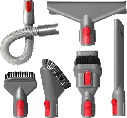 Replacement Attachment Kit compatible with Dyson V7 V8 V10 V11 V15 Cleaner | Flexible Extension Hose Mattress Tool Stiff Brush Soft Bristle and Flexible Crevice Tool for Home Cleaning