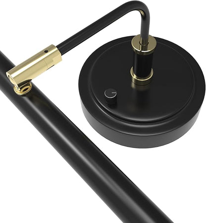 Cocoweb Adjustable LED Upright Piano Desk Lamp in Black with Brass Accents - PLED101D