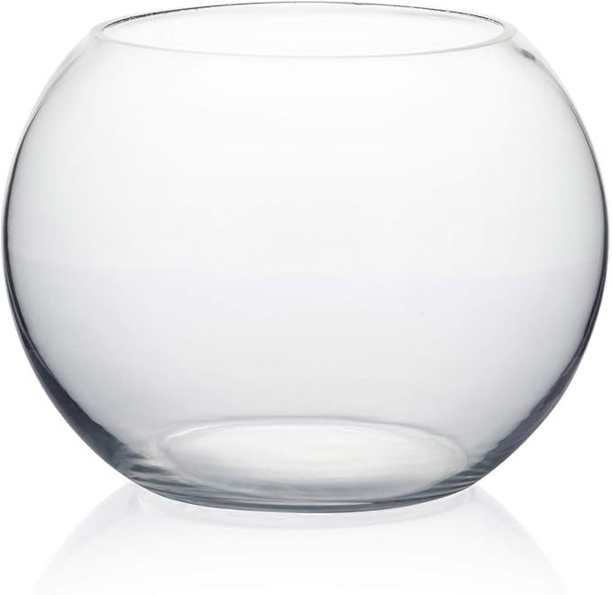 WGVI Bowl Glass Vase, Diameter 8", Height 6", Open Width 5", (Multiple Sizes Choices) Clear Bubble Planter Terrarium Fish Bowl for Wedding Event Home Decor, 1 Piece (VBW0008A)