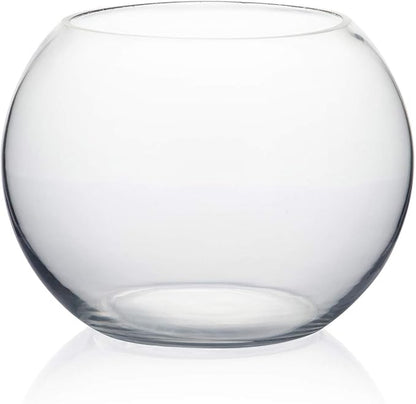 WGVI Bowl Glass Vase, Diameter 8", Height 6", Open Width 5", (Multiple Sizes Choices) Clear Bubble Planter Terrarium Fish Bowl for Wedding Event Home Decor, 1 Piece (VBW0008A)