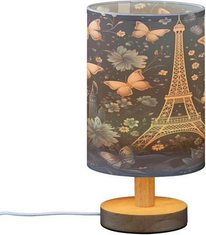 Butterflies Eiffel Tower LED Table Lamp for Bedroom Bedside Lamp with USB Charging Ports Decor Nightstand for Living Room Reading Dorm Desk Home Office