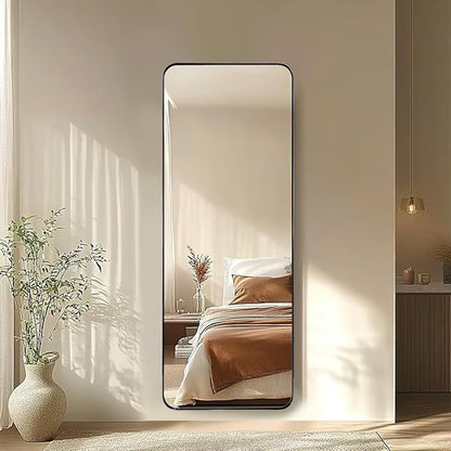 ANDY STAR 18" x 48" Full Length Wall Mirror, Large Polished Chrome Mirror