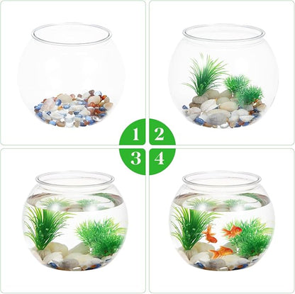 Plastic Aquarium Betta Fish Tank: Large Clear Goldfish Bowl - Tank Vase Pot Clear Bubble Planter with Break Resistant for Home décor Wedding Event Party 8.67 x 6.89 Inches