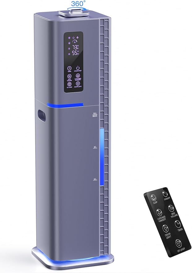 Zeova 10L/2.64Gal Humidifiers for Bedroom, Top Fill Quiet Ultrasonic Cool Mist