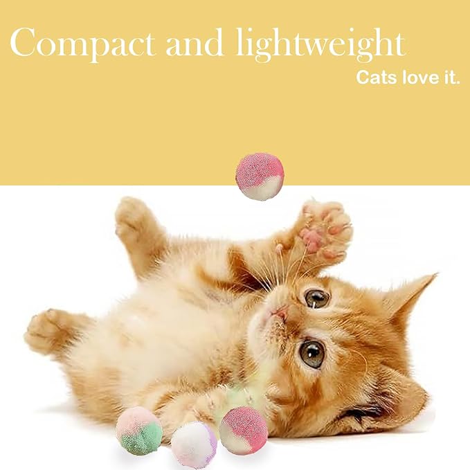 Cat Toy Balls, 50Pcs Premium Soft Pom Pom Balls for Kittens, 1,2'' Funny Interactive Cat Pompom Toys for Bored Indoor Cats Playing Plush Ball for Craft DIY Decorations, Cute Kitten Kitty Toys