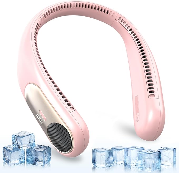 Portable Neck Fan, Personal Wearable Bladeless Fan, LED Display, 6000mAh USB