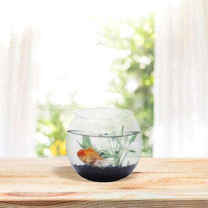 Beaupretty Mini Round Plastic Betta Fish Bowl with Hydroponic Basket, Small Desk Plant Aquarium Terrarium for Home and Office Micro Landscape Fish Tank