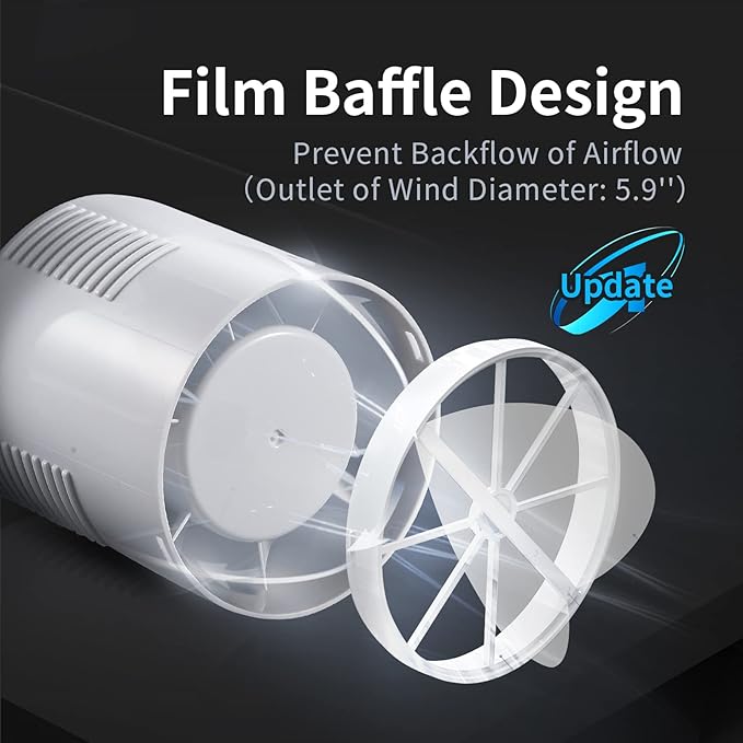 Zeyzer Black Bathroom Fan 110 CFM 1.0 Sone 5.9" Duct Square Ceiling or Wall