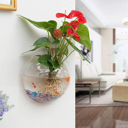 PRUGNA Wall-Hanging Fish Bowl Acrylic Wall-Mounted Plant Pot 1 Gallon Fish Tank 11.5-inches Decoration Planter