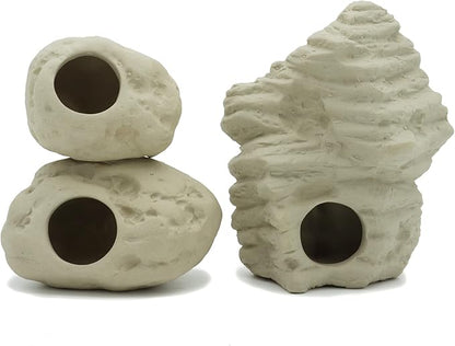 ALEGI Aquarium Decoration Rock Caves, Betta Fish Tank Accessories Hideout, Cichlid Stackable Cave Hiding (Small & Medium & Large)