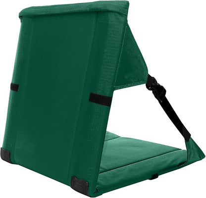 LynsaTac Folding Stadium Seat Cushion with Backrest, Portable Bleacher Pad for Camping, Fishing,15.8'' x 16.5'',Lightweight Chair with Backrest for Outdoor Sports and Concerts (Forest Green)