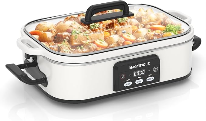 Magnifique 4 Quart Casserole Digital Slow Cooker, Premium Ceramic Bakeware