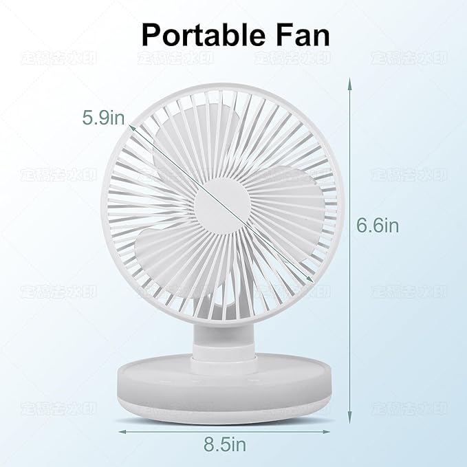 MAWFOZIN Small Desk Fan With Night Light, Auto Oscillating Table Fan With