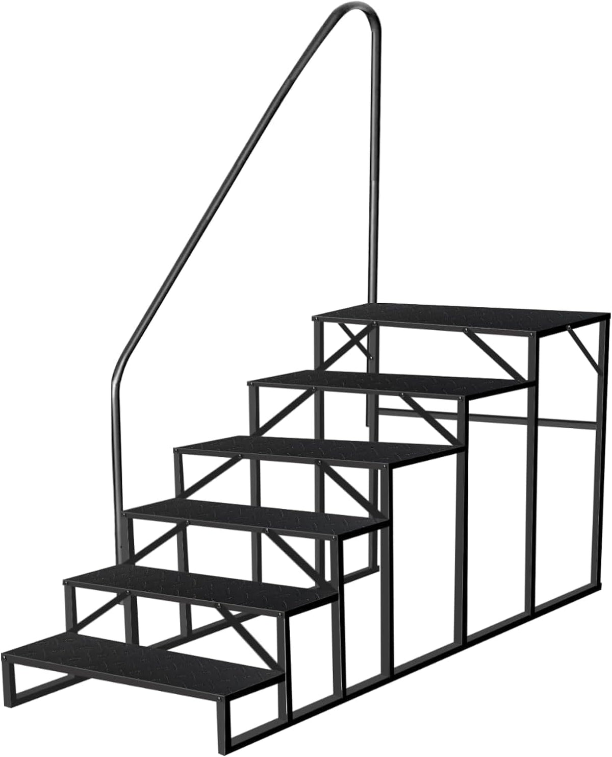RV Stairs 6 Step Ladder, RV Steps Anti-Slip, Hot Tub Steps with Handrail, 660 lbs RV Ladder for 5th Wheel RV, Mobile Home Stairs