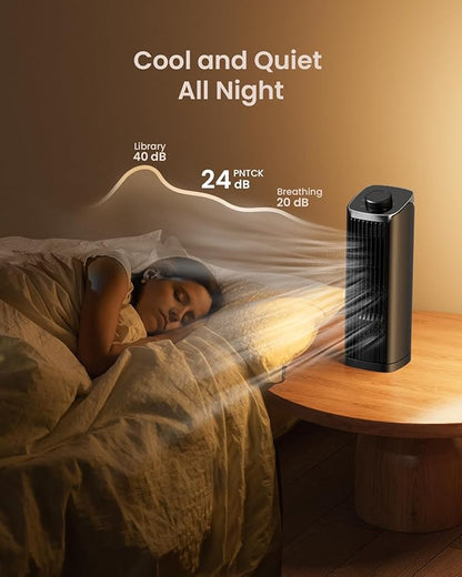 PNTCK Fan for Bedroom, 3 Speeds Max 23ft/s, 70° Oscillating Desk Fan, Bladeless