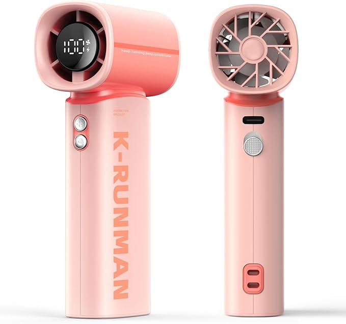 K-RUNMAN Portable Handheld Turbo Fan, 100 Speeds Adjustable Mini Personal Fan