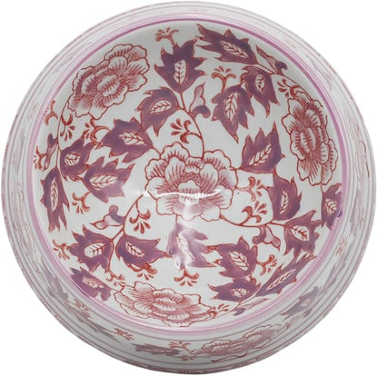 Aimusego 25 FL OZ / 3.2 Cups Handpainted Ceramic Dog Bowl, Purple and White Chinoiserie Floral Vintage Cute Heavy Duty Non-Slip Pet Feeding Dish for Medium Dogs-Dishwasher, Microwave Safe