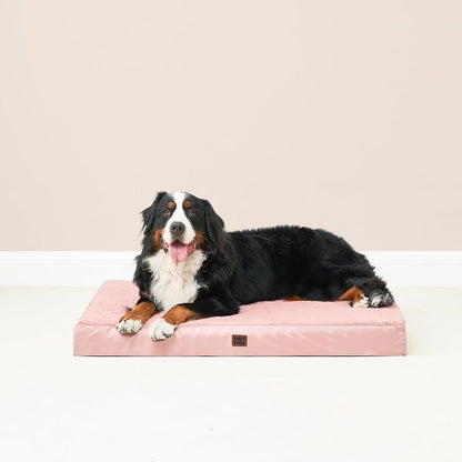 EHEYCIGA Orthopedic Dog Bed Large with Removable Washable Cover, 47IN Pink | Egg Crate Foam Support, Durable Oxford fabric, Non-Slip Bottom, Machine Washable, Soft Waterproof Plush Pet Bed Mat For Crate