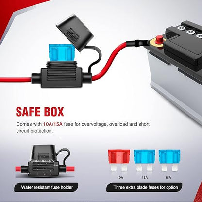 Nilight 10011W 16AWG Wiring Harness Kit-2 Leads LED Light Bar 12V On/Off 5 Pin Rocker Switch Power Relay Blade Fuse for Jeep Boat Trucks, 2 Years Warranty
