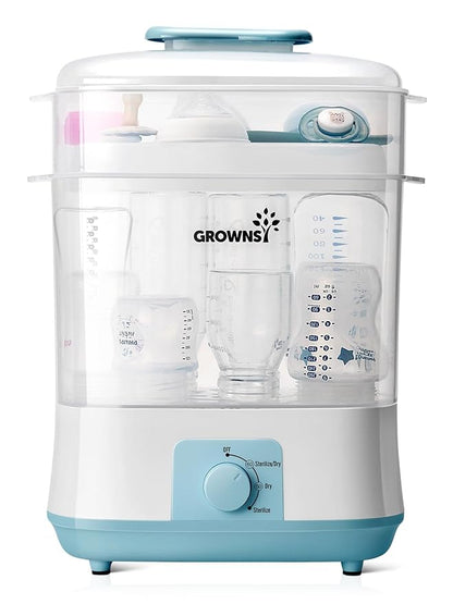 Grownsy Adjustable 4 in 1 Large Bottle Sterilizer and Dryer, 8 Bottles Capacity