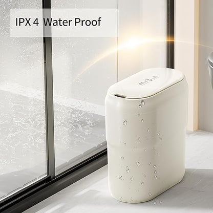 Slim Motion Sensor Trash Can for Bathroom, Automatic Compact Touchless Garbage
