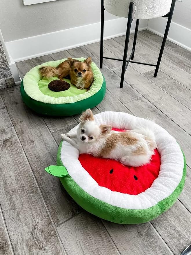 TONBO Soft Plush Small Cute and Cozy Watermelon Dog Cat Bed, Washer and Dryer Friendly (Watermelon)