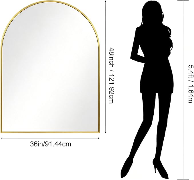 CIRCUMI Arched Wall Mirror, Metal Frame, Large Size