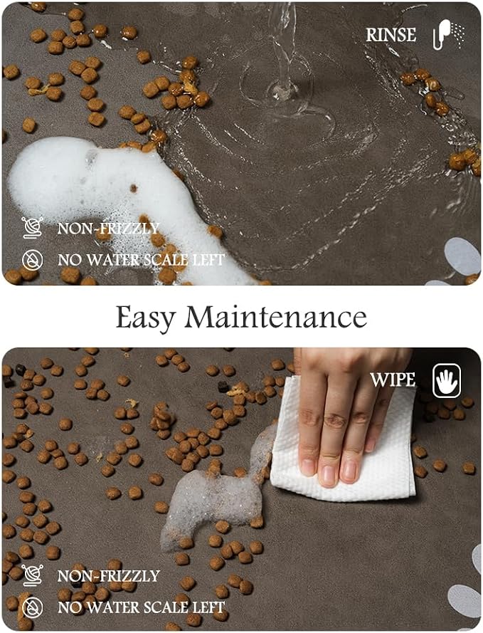 Pet Feeding Mat-Absorbent Dog Mat for Food and Water Bowl-No Stains Quick Dry Water Dispenser Mat-Dog Accessories Pet Supplies-Bowl for Messy Drinkers（Brown,16"x24"
