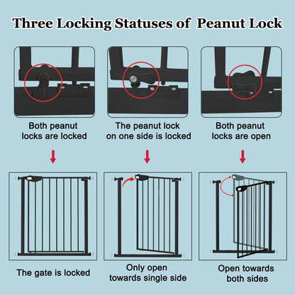WAOWAO Triple Lock 68.11-75.98" Baby Gate Extra Wide Pressure Mounted Walk Through Swing Auto Close Safety Black Metal Dog Pet Puppy for Stairs,Doorways,Kitchen