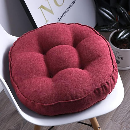 vctops Round Chair Pad Seat Cushion Solid Color Soft Chair Pads Comfy Velvet Cushion Pillow for Kitchen Dining Office Chair Kids Reading (Wine Red,Diameter 16")