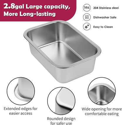 2.8 Gallon Elevated Large Dog Water Bowl with Mat, 4 Height Adjustable 10.4-15.2", Raised Dog Water Bowl Stand for Large Breed