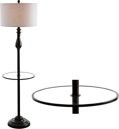 JONATHAN Y JYL3057A Laine 60" Metal/Glass LED Side Table and Floor Lamp Traditional,Transitional for Bedrooms, Living Room, Office, Reading, OilRubbedBronze