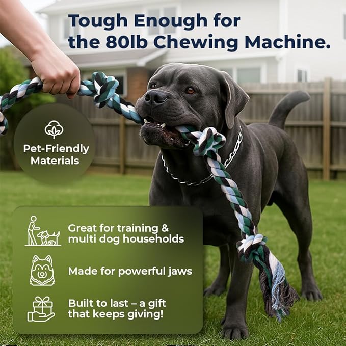 Giant Dog Rope Toys for Extra Large Dogs - 42 Inch, 6 Knot Tough Rope Chew Toys for Large Dogs - Benefits Non-Profit Animal Rescue - Indestructible Dog Toy for Aggressive Chewers