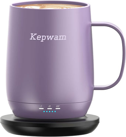 Kepwam Self Heating Coffee Mug T2, 16oz Smart Heated Coffee Mug, 150 Min