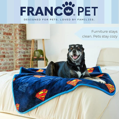 Superman DC Comics Waterproof Dog Bed Cover, Large 50x60 Pet Blanket for Furniture Bed Couch Sofa, (Officially Licensed) by Franco