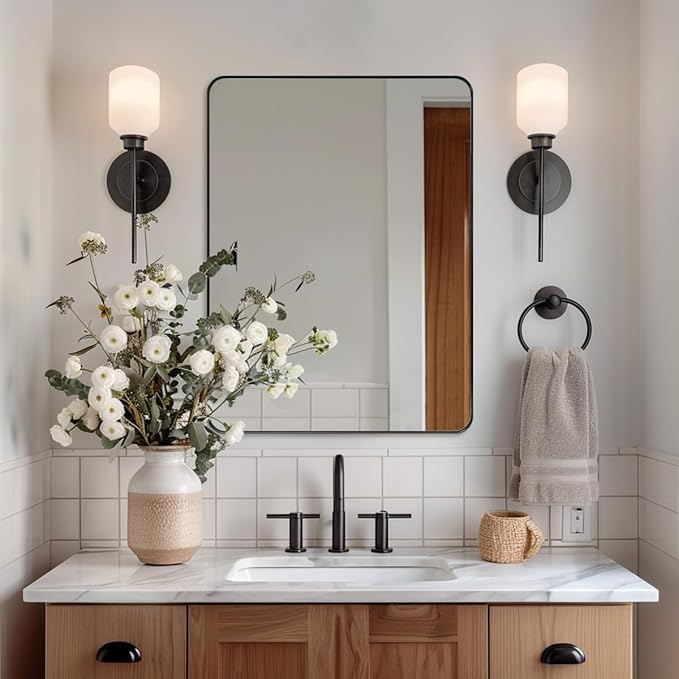 ANDY STAR 36”x48” Black Bathroom Mirror, Wall Mirror