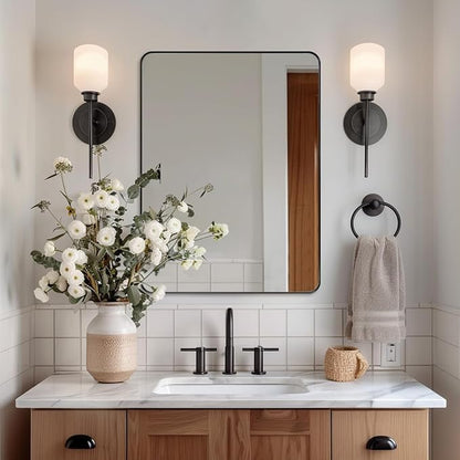 ANDY STAR 36”x48” Black Bathroom Mirror, Wall Mirror