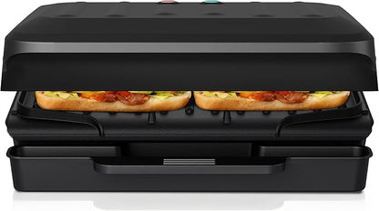 2-Serving Electric Grill and Panini Press, Tough Non-Stick Coating, Drip Tray